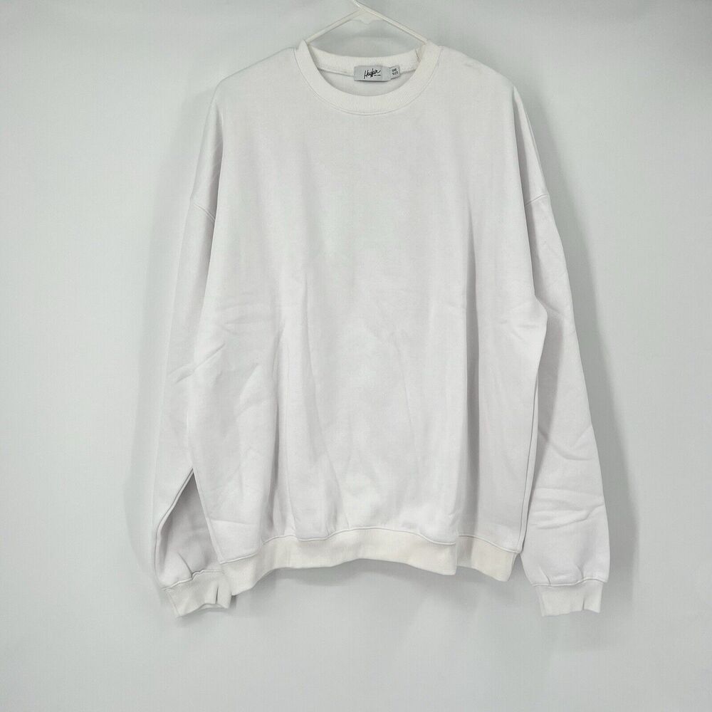 Mayfair Womens OS Plain White Crewneck Sweatshirt New Flawed